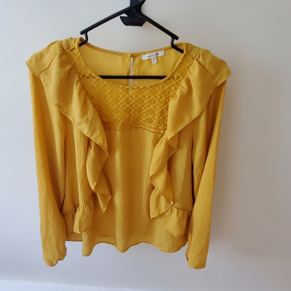 Bleuh ceil yellow long sleeve blouse.  Size Large